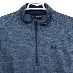 Under Armour ColdGear Mens XXL Tall Blue Heather Space Dye Quarter Zip Pullover